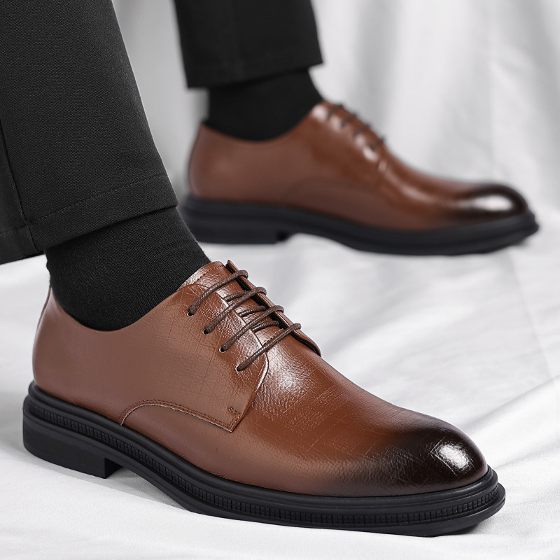 Men'S Formal Party Wear Shoes - Mens Black Vintage Genuine Leather Lace