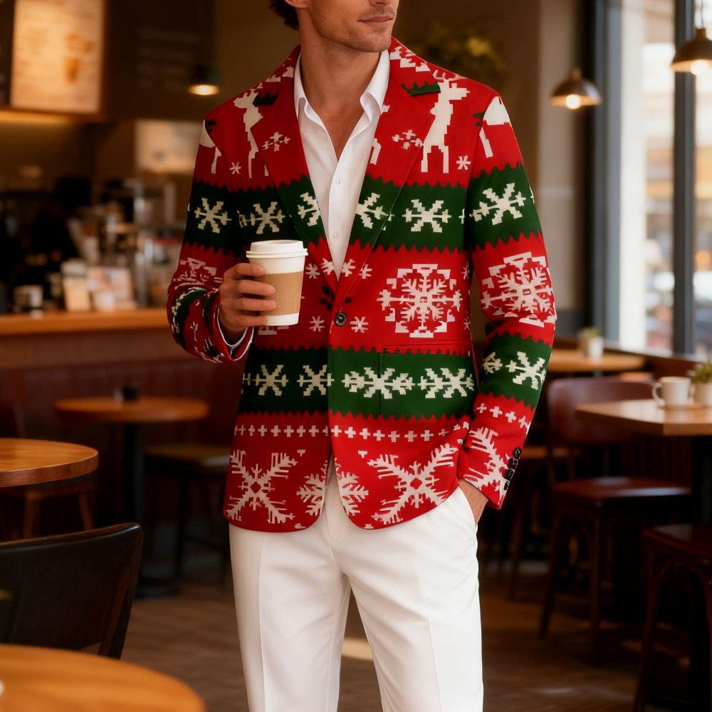 Men Formal Wear With Coat - Men's Festive Xmas Casual Blazer 3D