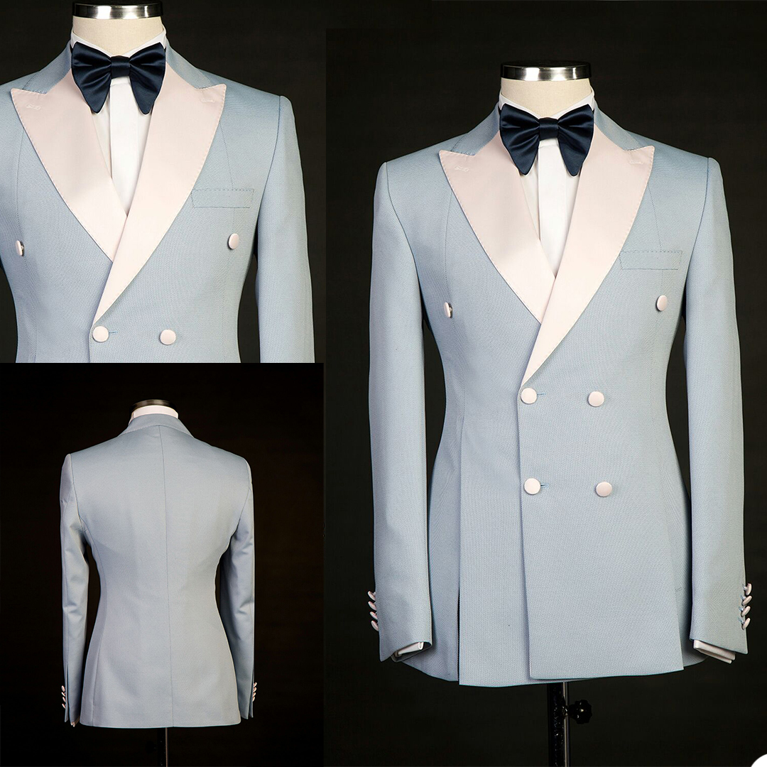 Men Formal Wear Pink - Groom Wedding Tuxedos Double Breasted Pink