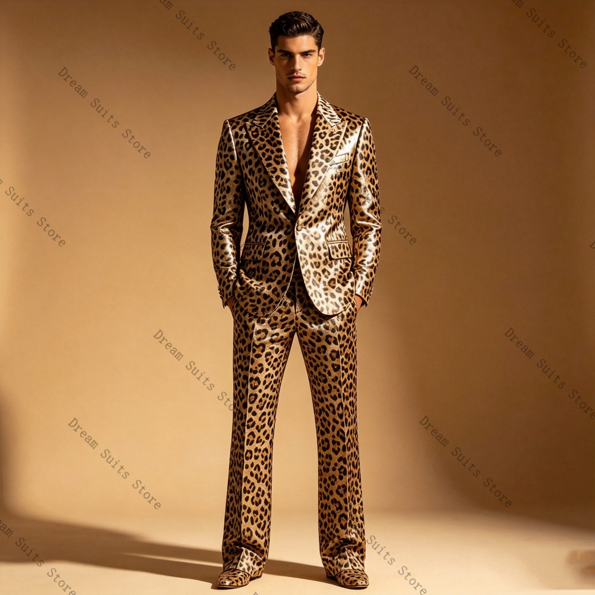 Men Formal Wear With Coat - Leopard Print Men Suit Set 2