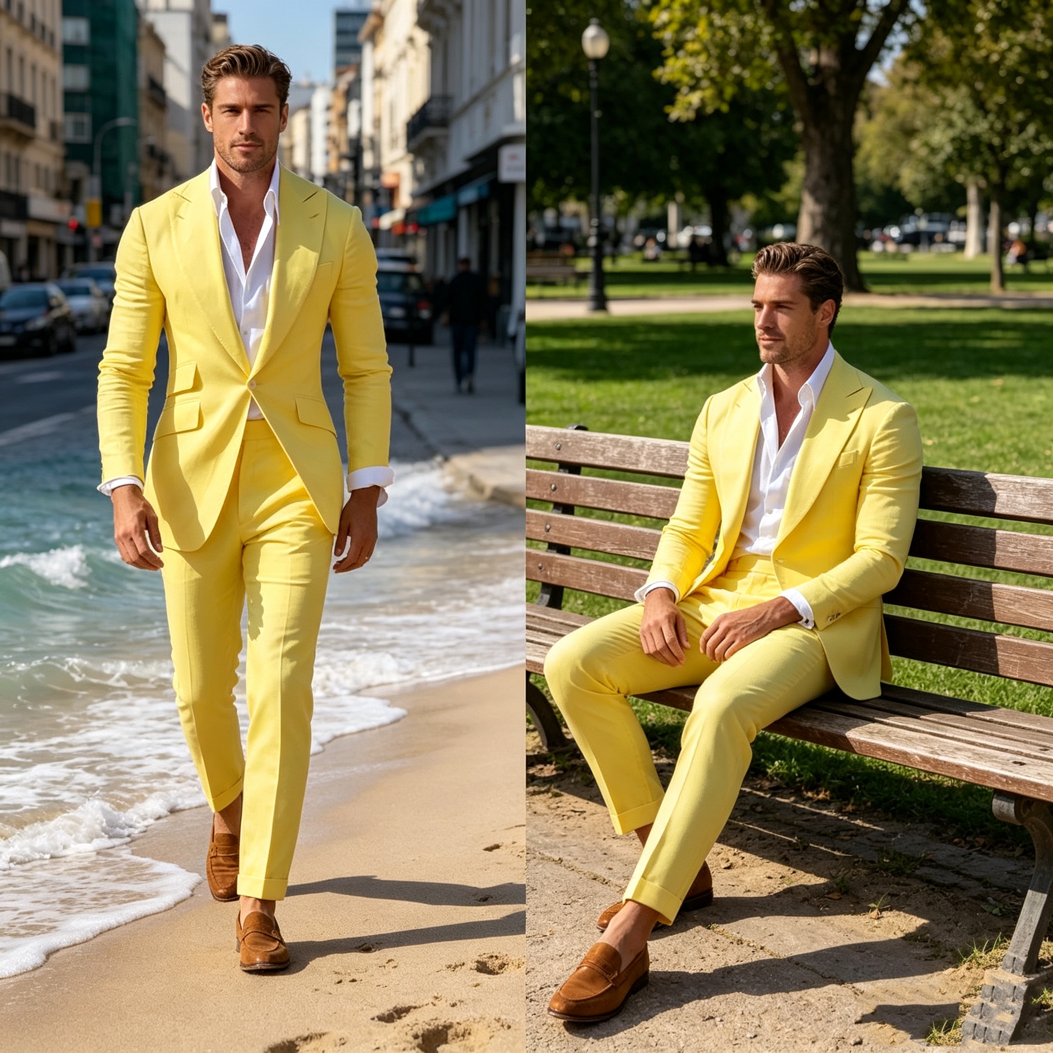 Slim Fit Yellow Men's 2-Piece  - Men'S Formal Wear For A Wedding ulasan dan harga