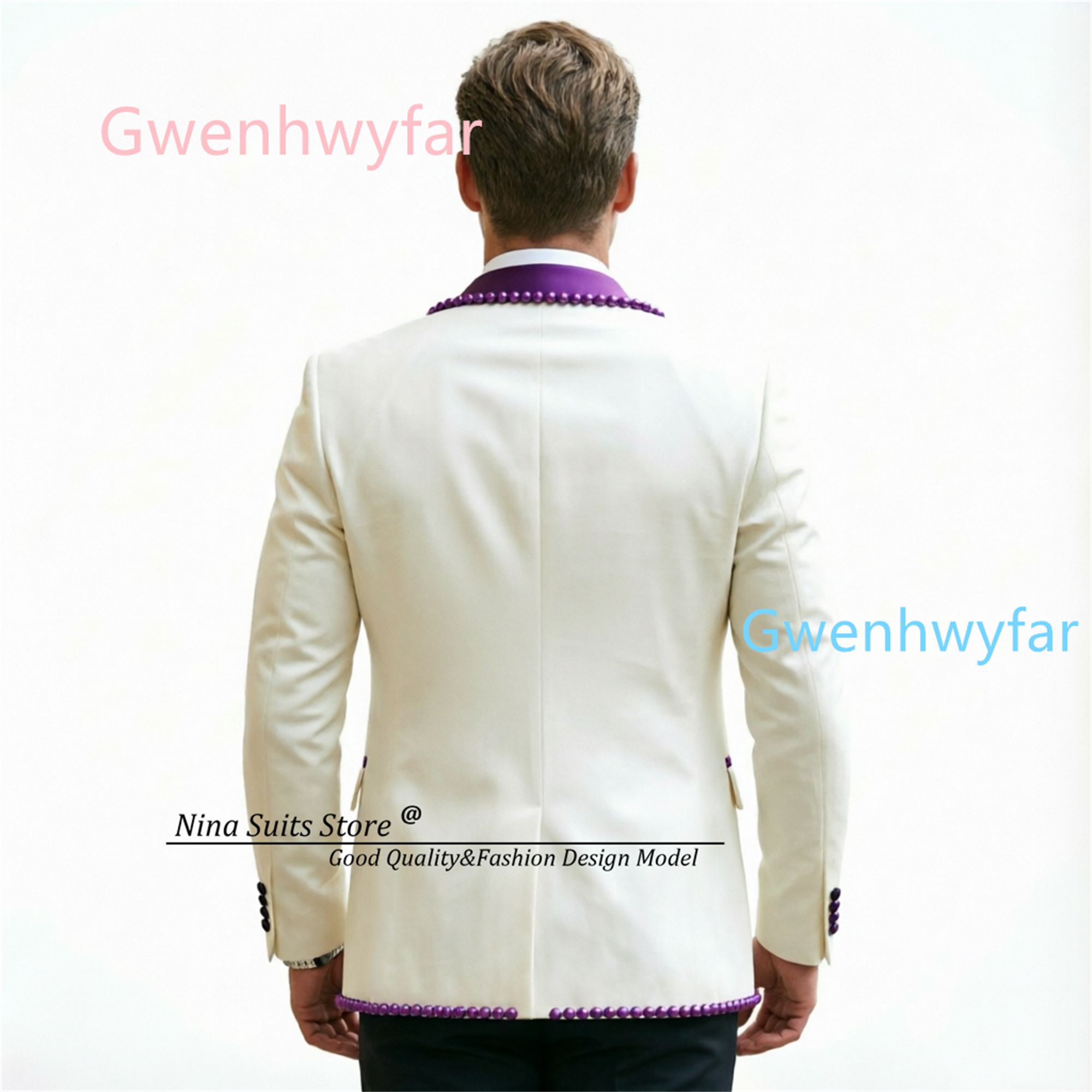 Gwenhwyfar Luxury Ivory Black  - Formal Vest Waistcoat ulasan dan harga