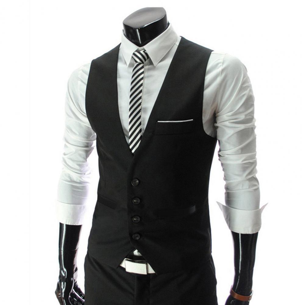 Men Vest Single Breasted Suit  - Formal Vest Waistcoat ulasan dan harga