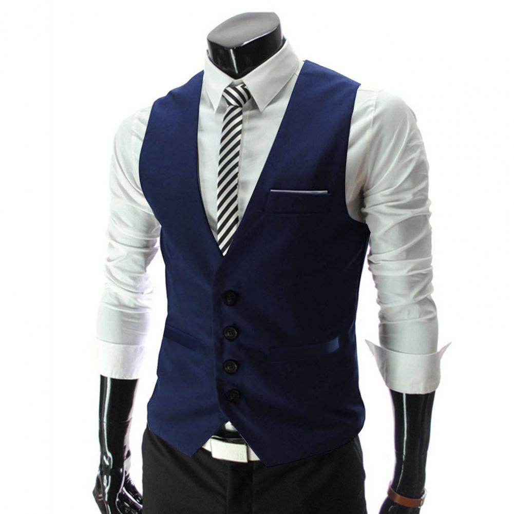 Men Vest Single Breasted Suit  - Formal Vest Waistcoat ulasan dan harga