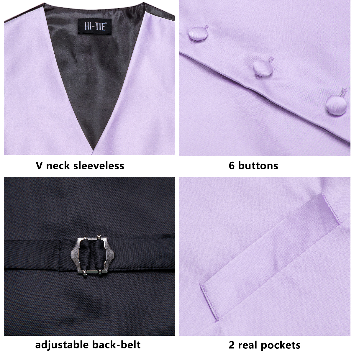 Hi-Tie Solid Voilet Lilac Mens - Formal Vest Waistcoat ulasan dan harga