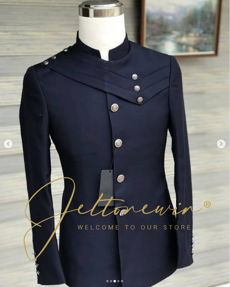 Men's Navy Blue Suit Set with  - Men Formal Wear For Wedding ulasan dan harga
