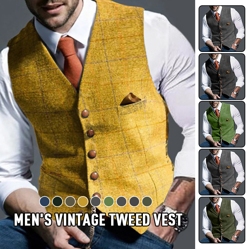Fashion Men's Vests Lapel Twee - Formal Vest Waistcoat ulasan dan harga
