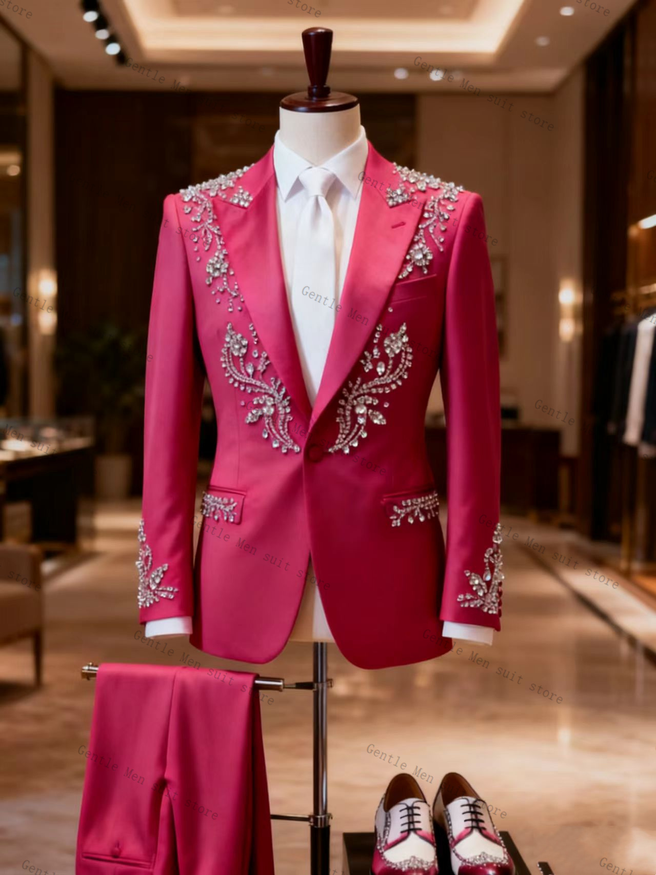 Pink Men Suit Set 2 Pcs Blazer - Men Formal Wear Pink ulasan dan harga