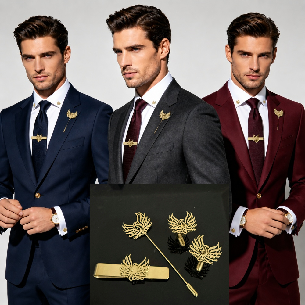 Custom Cufflink Tie Set Bar Pe - Men Formal Wear For Wedding ulasan dan harga