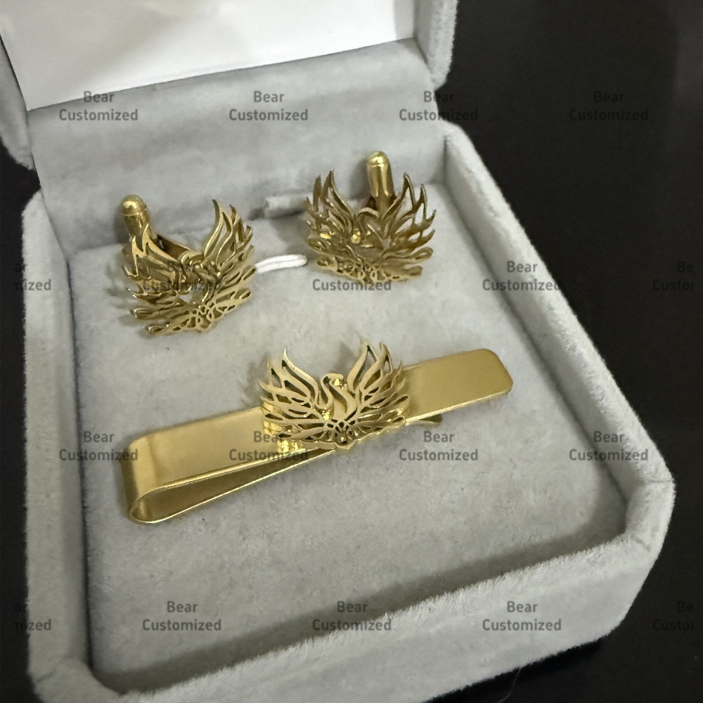 Custom Cufflink Tie Set Bar Pe - Men Formal Wear For Wedding ulasan dan harga