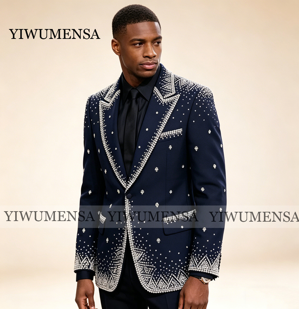 Brilliant Rhinestone Men Suit  - Men Formal Wear For Wedding ulasan dan harga