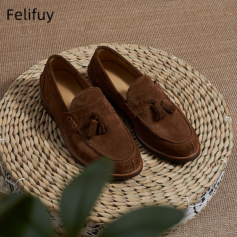 New Brown Men Flat Loafers Cow - Men Formal Wear For Wedding ulasan dan harga