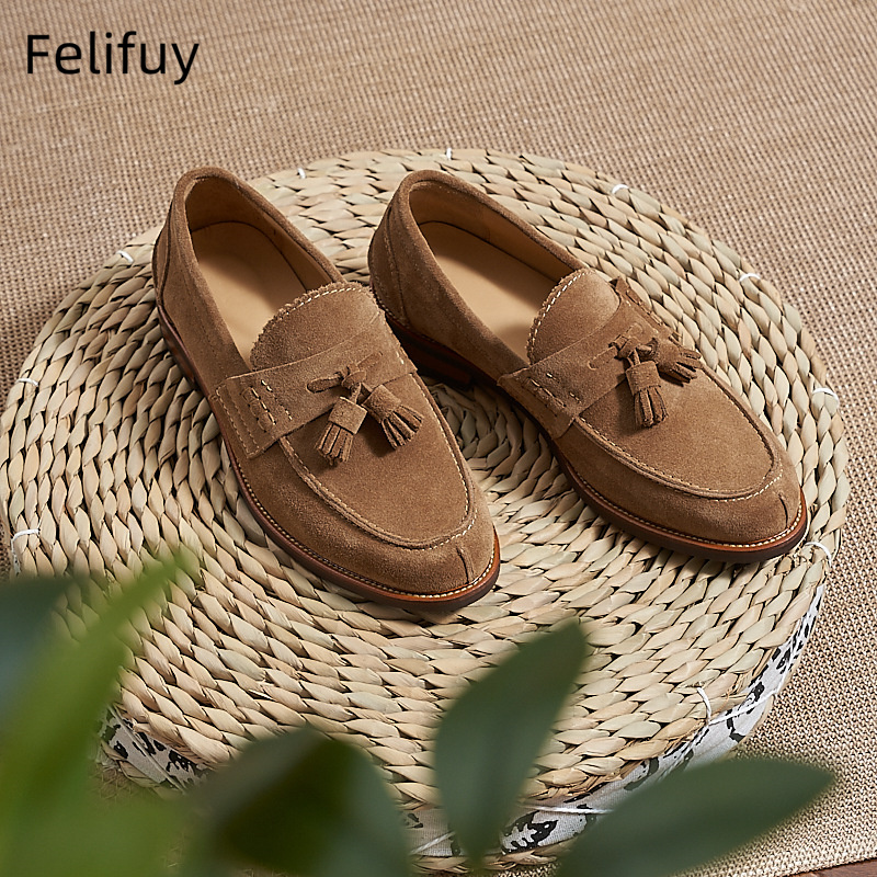 New Brown Men Flat Loafers Cow - Men Formal Wear For Wedding ulasan dan harga
