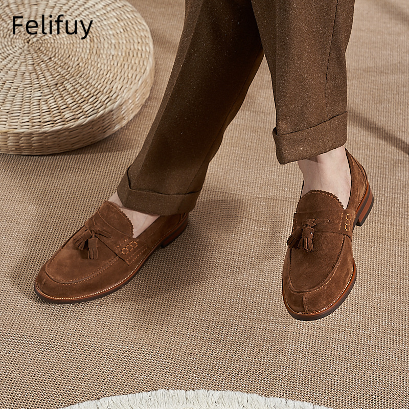 New Brown Men Flat Loafers Cow - Men Formal Wear For Wedding ulasan dan harga