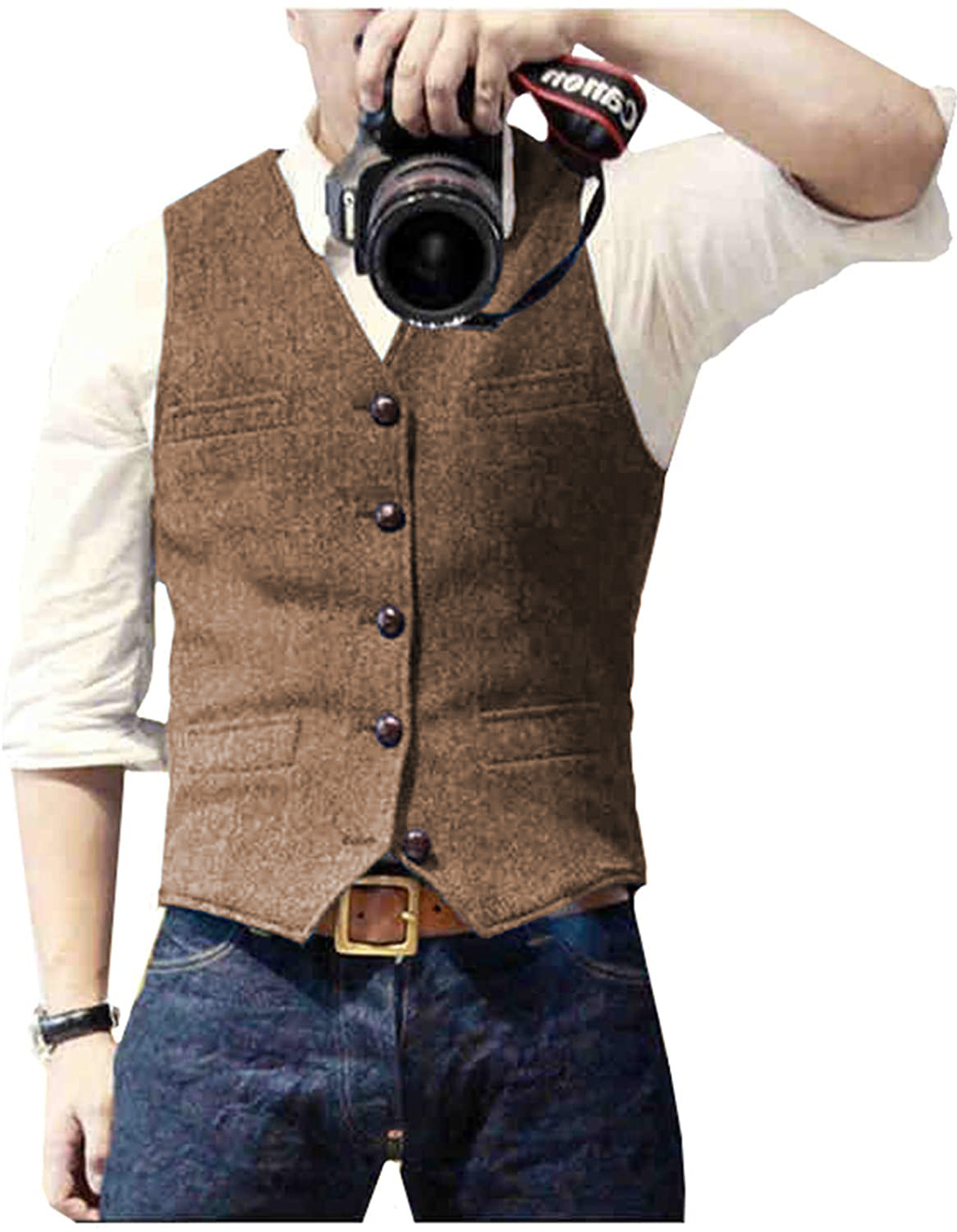 Men's Suit Vest V Neck Wool He - Formal Vest Waistcoat ulasan dan harga
