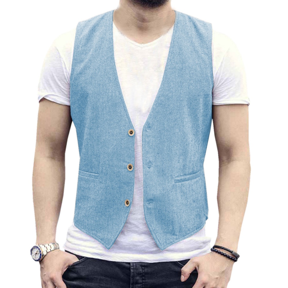 V Neck Men's Linen Vest Single - Formal Vest Waistcoat ulasan dan harga