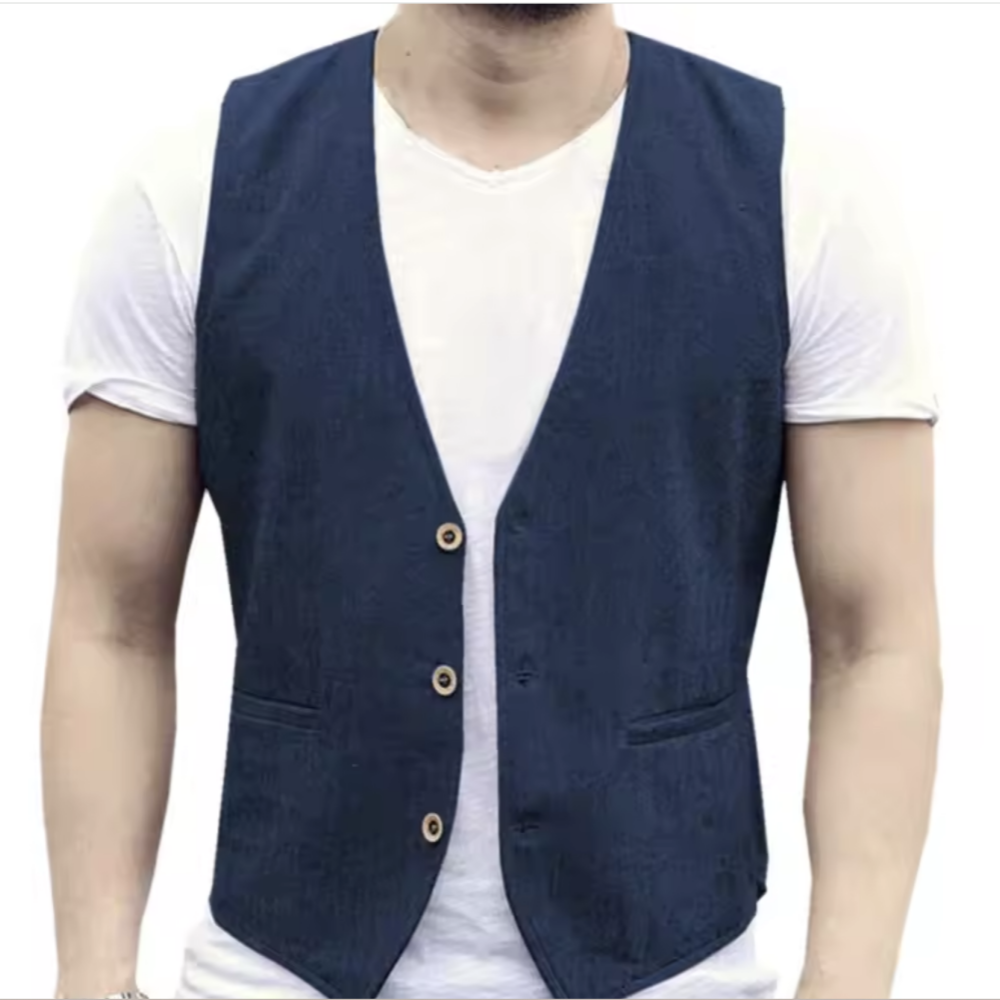 V Neck Men's Linen Vest Single - Formal Vest Waistcoat ulasan dan harga