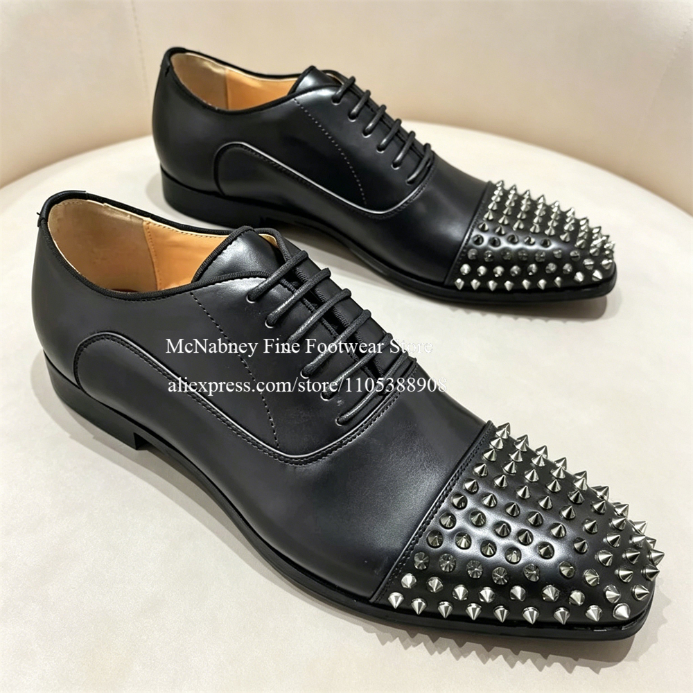 Spike Studs Leather Dress Shoe - Men Formal Wear For Wedding ulasan dan harga