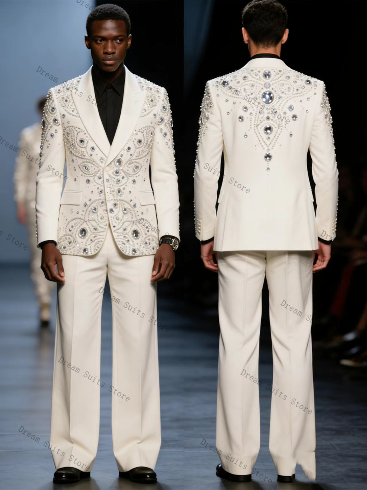 Luxury Crystals Men Suit Set 2 - Men Formal Wear With Coat ulasan dan harga