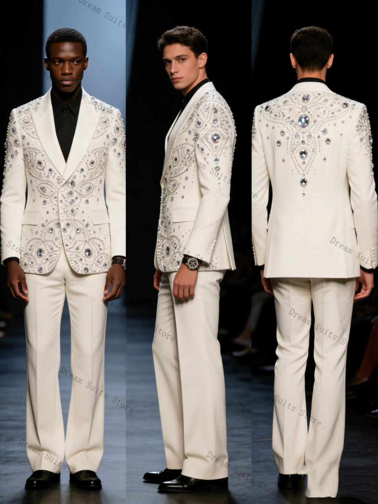 Luxury Crystals Men Suit Set 2 - Men Formal Wear With Coat ulasan dan harga