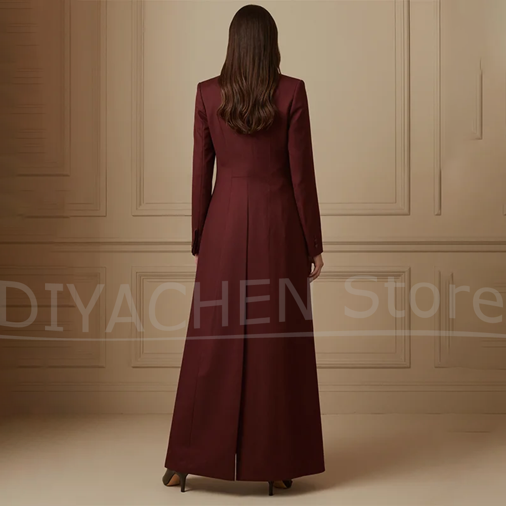 Women's Suit Set Burgundy Long - Formal Vest Waistcoat ulasan dan harga