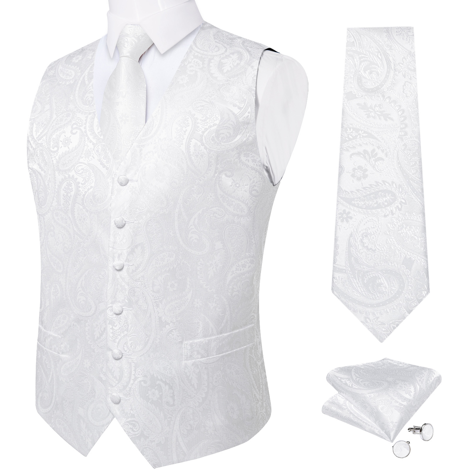 Pure White Wedding Vest for Ma - Formal Vest Waistcoat ulasan dan harga