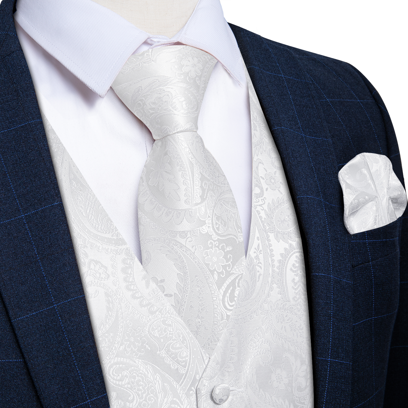 Pure White Wedding Vest for Ma - Formal Vest Waistcoat ulasan dan harga