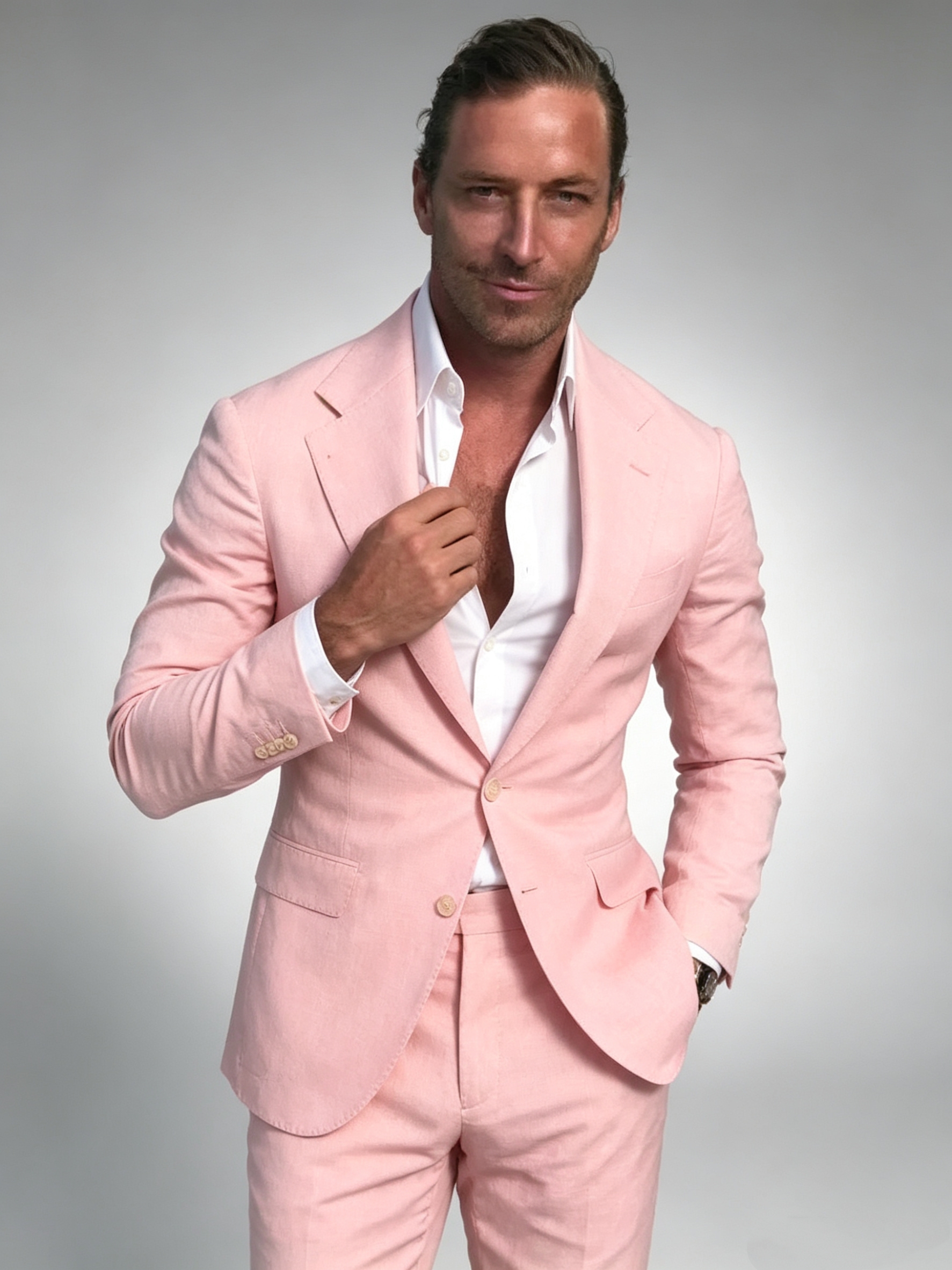 2 Pieces Pink Slim Fit Men's T - Men Formal Wear Pink ulasan dan harga