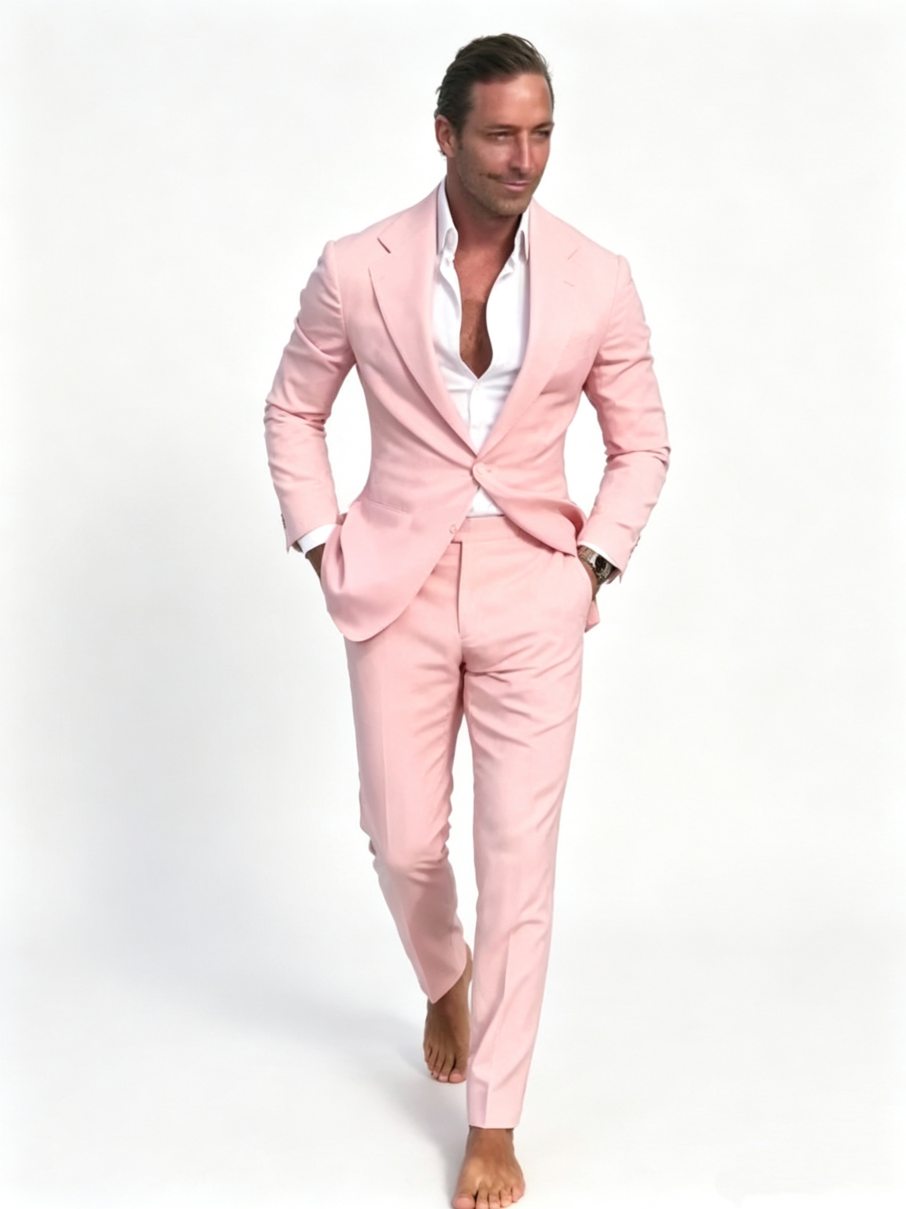 2 Pieces Pink Slim Fit Men's T - Men Formal Wear Pink ulasan dan harga