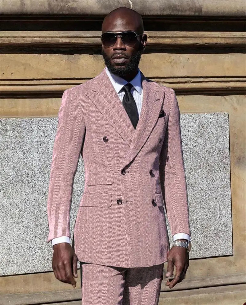 Herringbone Suits for Men Groo - Men Formal Wear Pink ulasan dan harga