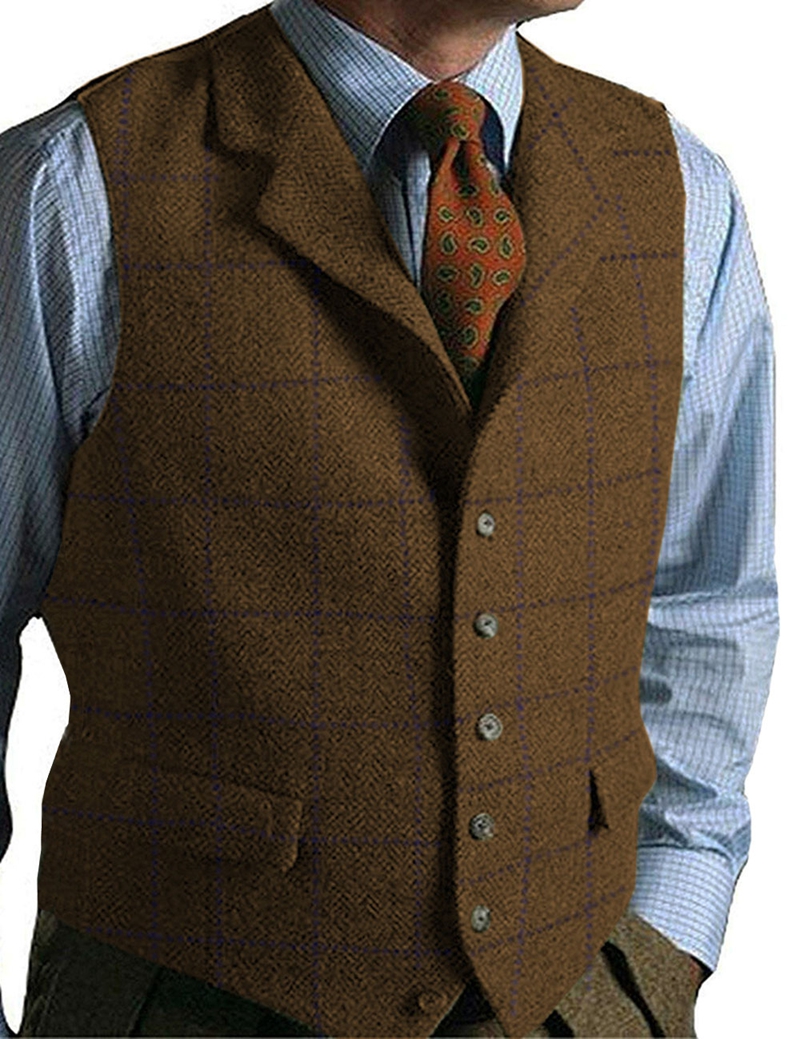 Men's Vest Green Vest Tweed Wo - Formal Vest Waistcoat ulasan dan harga