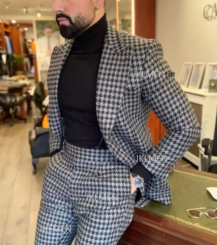 Houndstooth Mens Suits 2PCS We - Men Formal Wear For Wedding ulasan dan harga