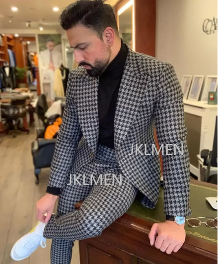 Houndstooth Mens Suits 2PCS We - Men Formal Wear For Wedding ulasan dan harga