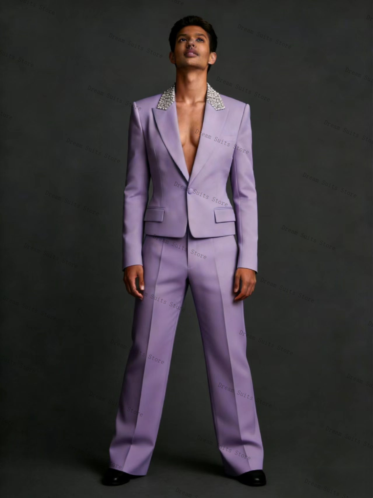 Crystals Men Suit Set 2 Pcs Bl - Men Formal Wear With Coat ulasan dan harga