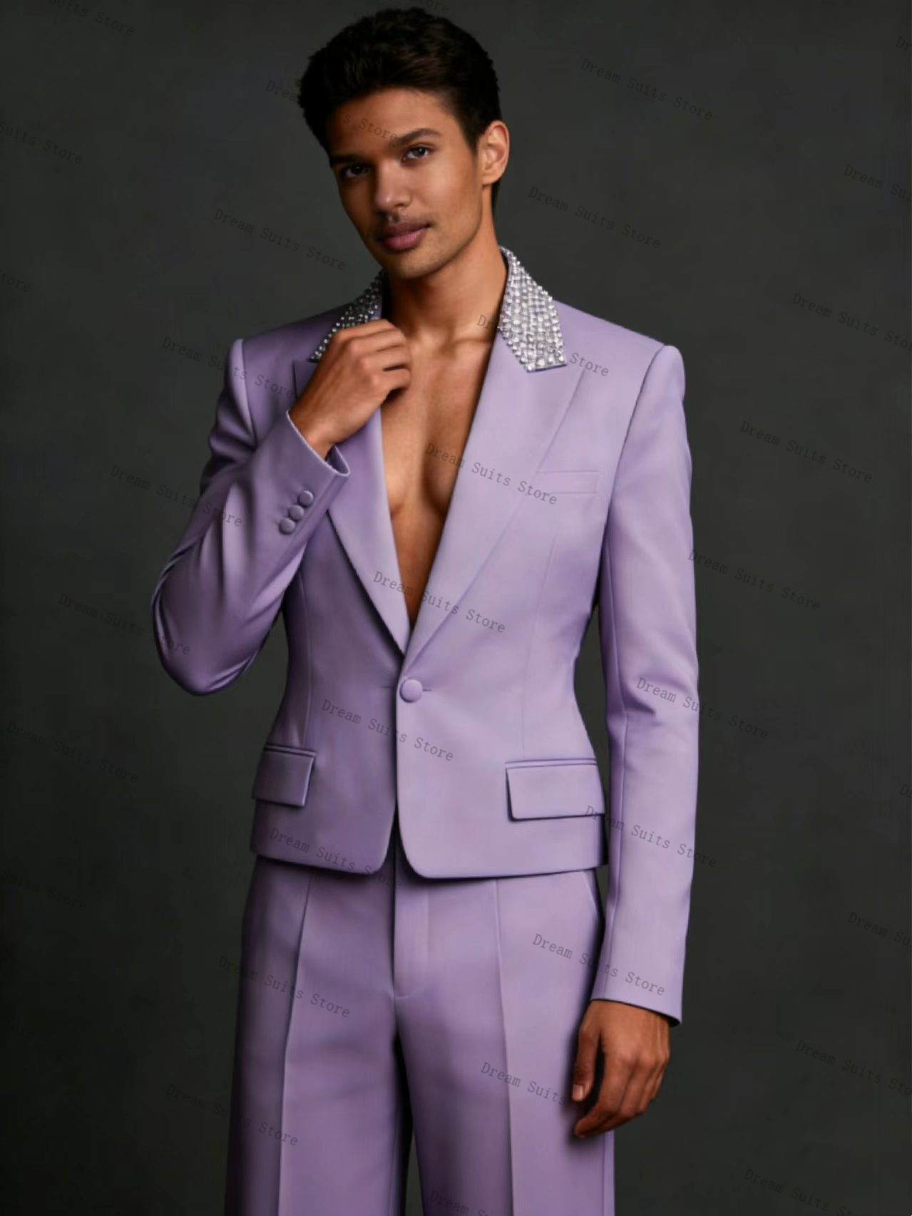 Crystals Men Suit Set 2 Pcs Bl - Men Formal Wear With Coat ulasan dan harga