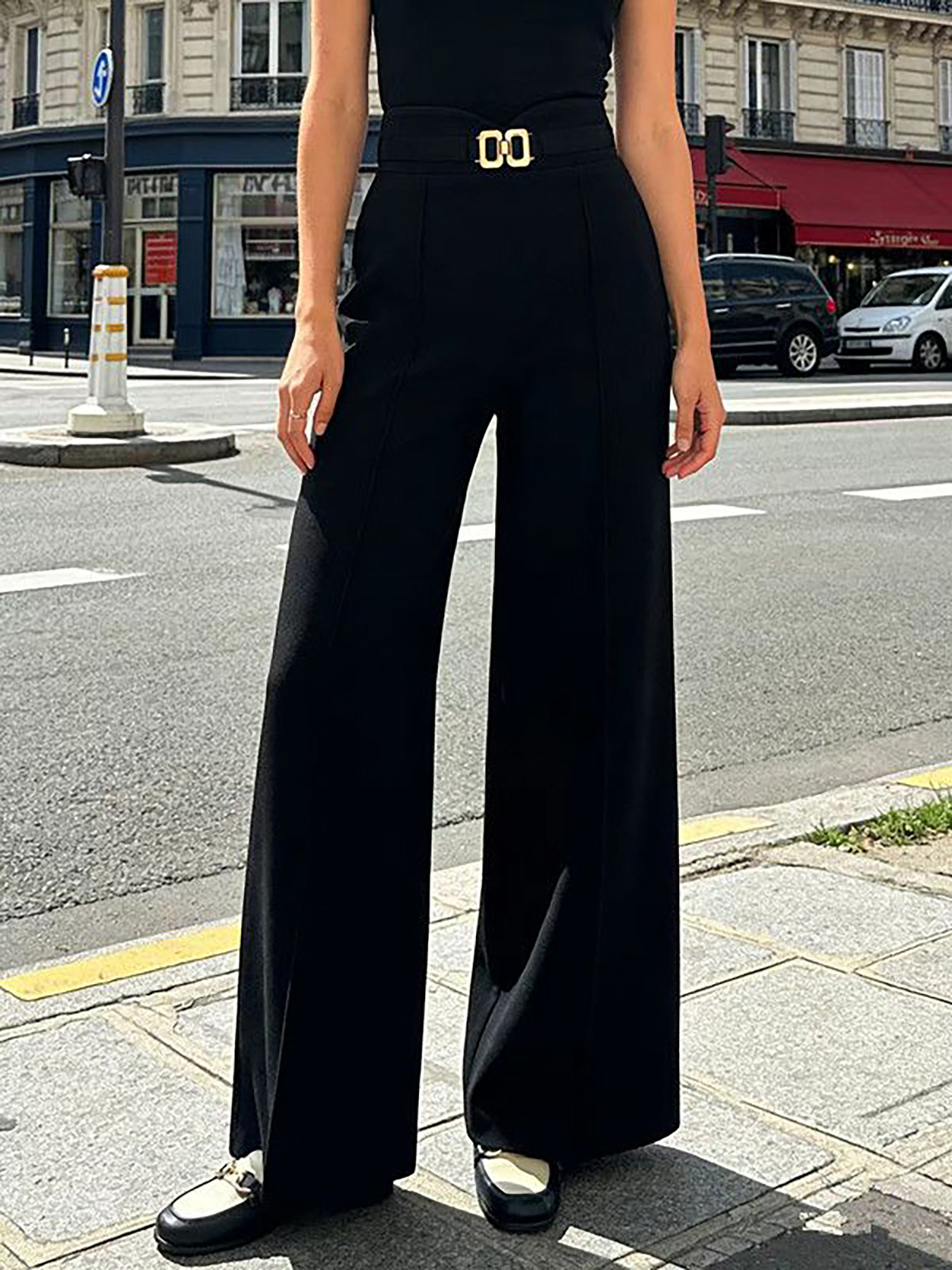 High Waist Wide Leg Suit Pants - Dress Pant Flat Front ulasan dan harga