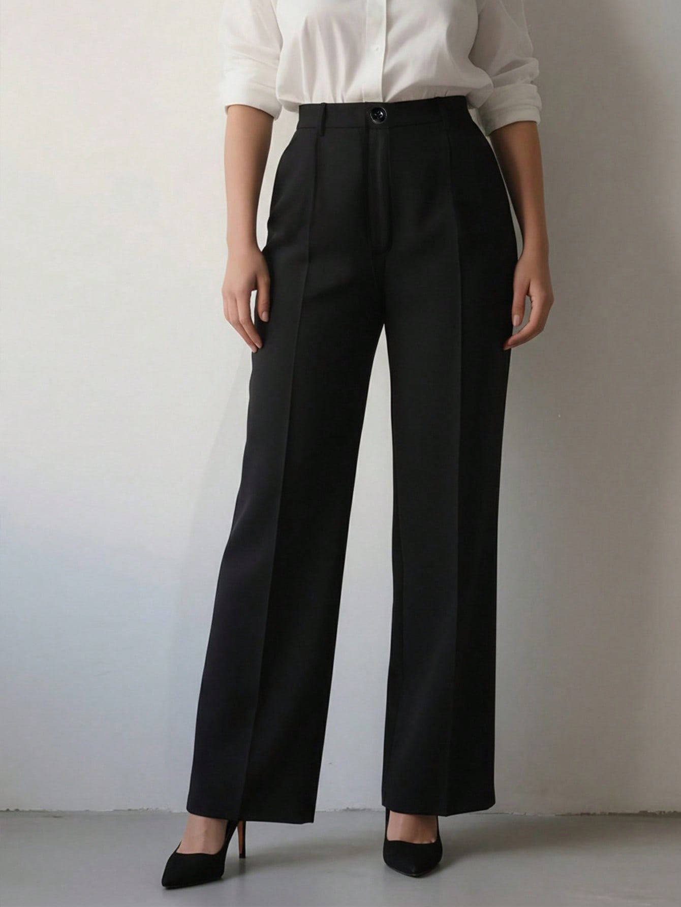 Women's High Waisted Wide Leg  - Dress Pant Flat Front ulasan dan harga