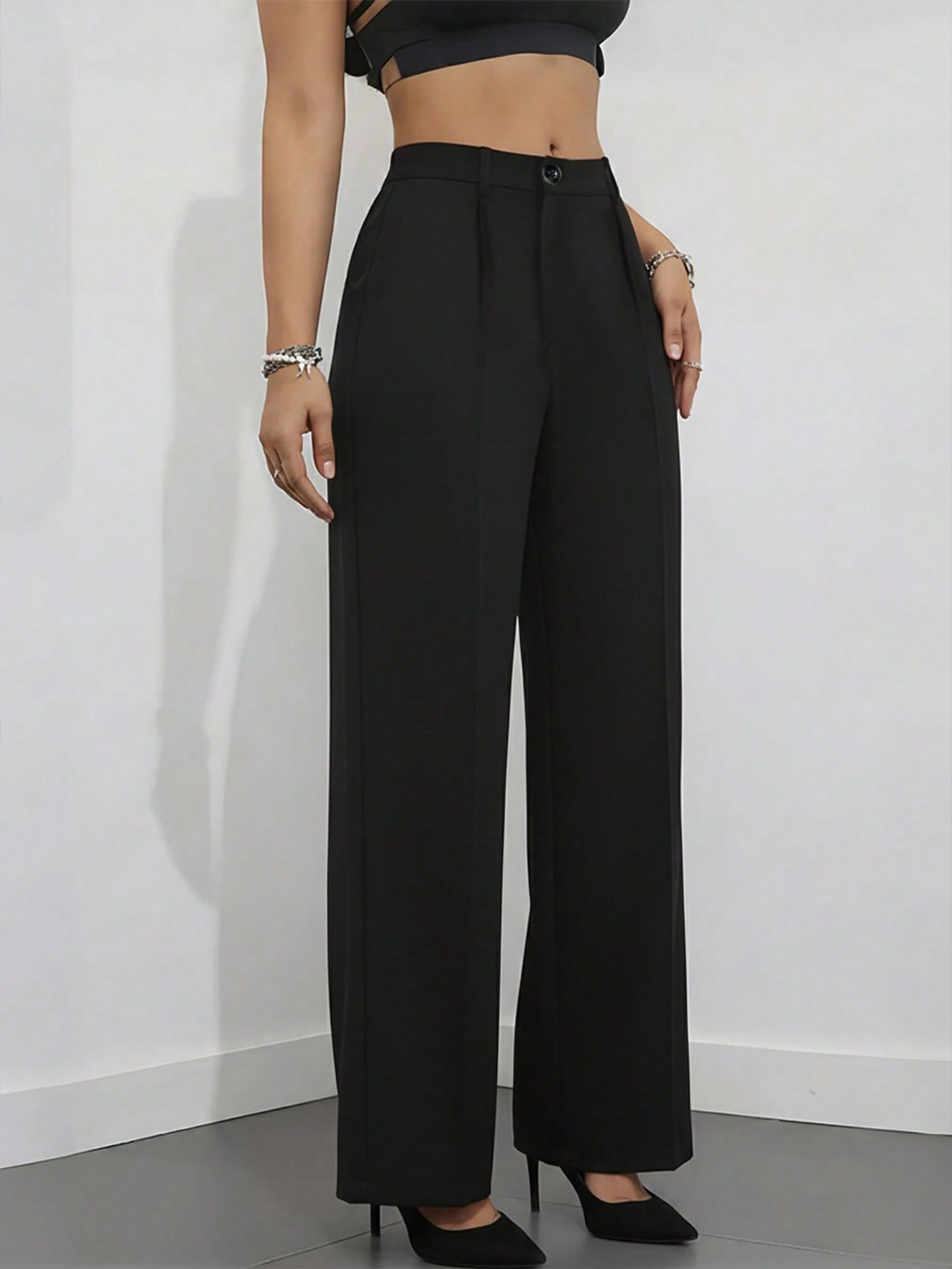 Women's High Waisted Wide Leg  - Dress Pant Flat Front ulasan dan harga