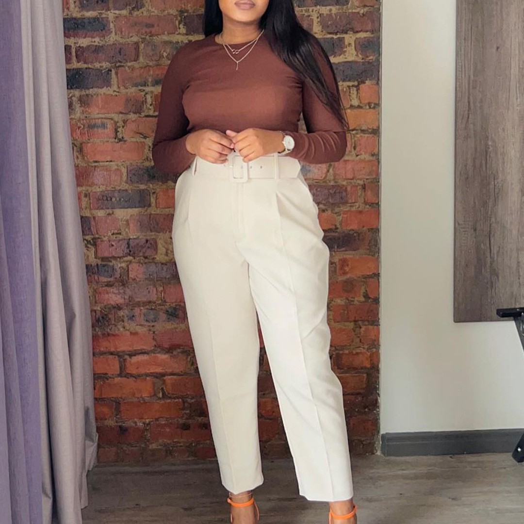 Women Pants High Waist Full Le - Dress Pant Flat Front ulasan dan harga