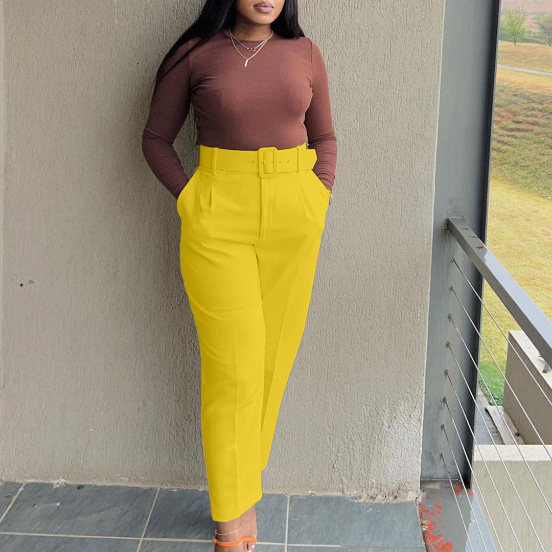 Women Pants High Waist Full Le - Dress Pant Flat Front ulasan dan harga