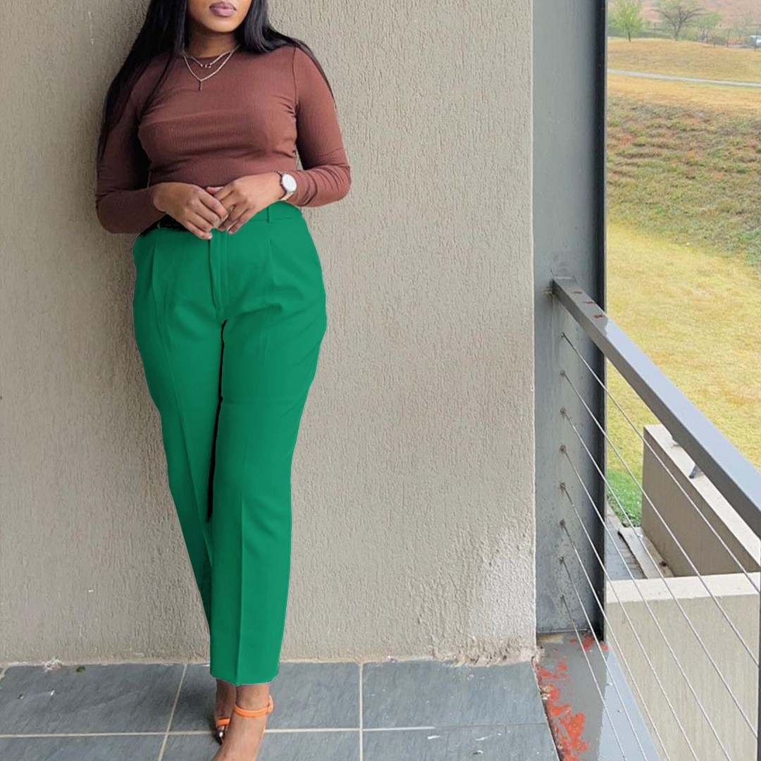 Women Pants High Waist Full Le - Dress Pant Flat Front ulasan dan harga