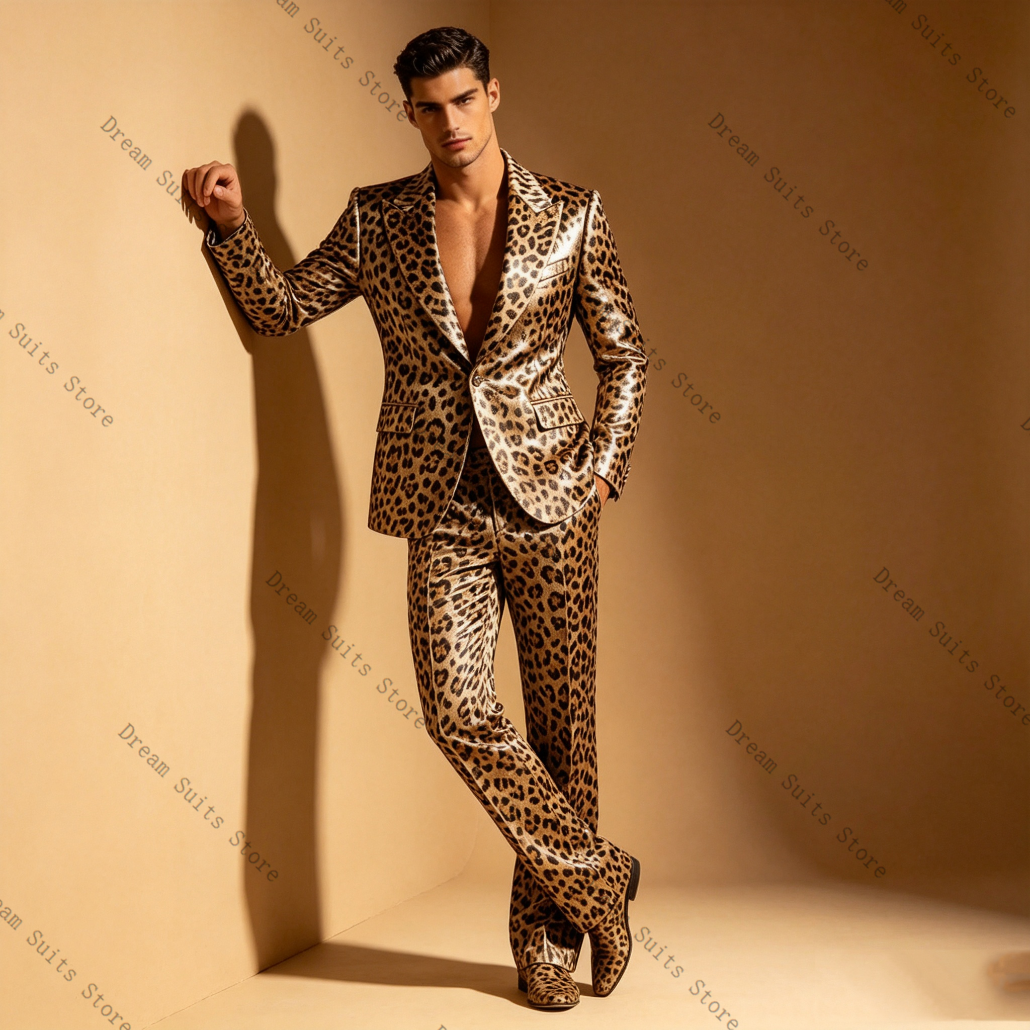 Leopard Print Men Suit Set 2 P - Men Formal Wear With Coat ulasan dan harga
