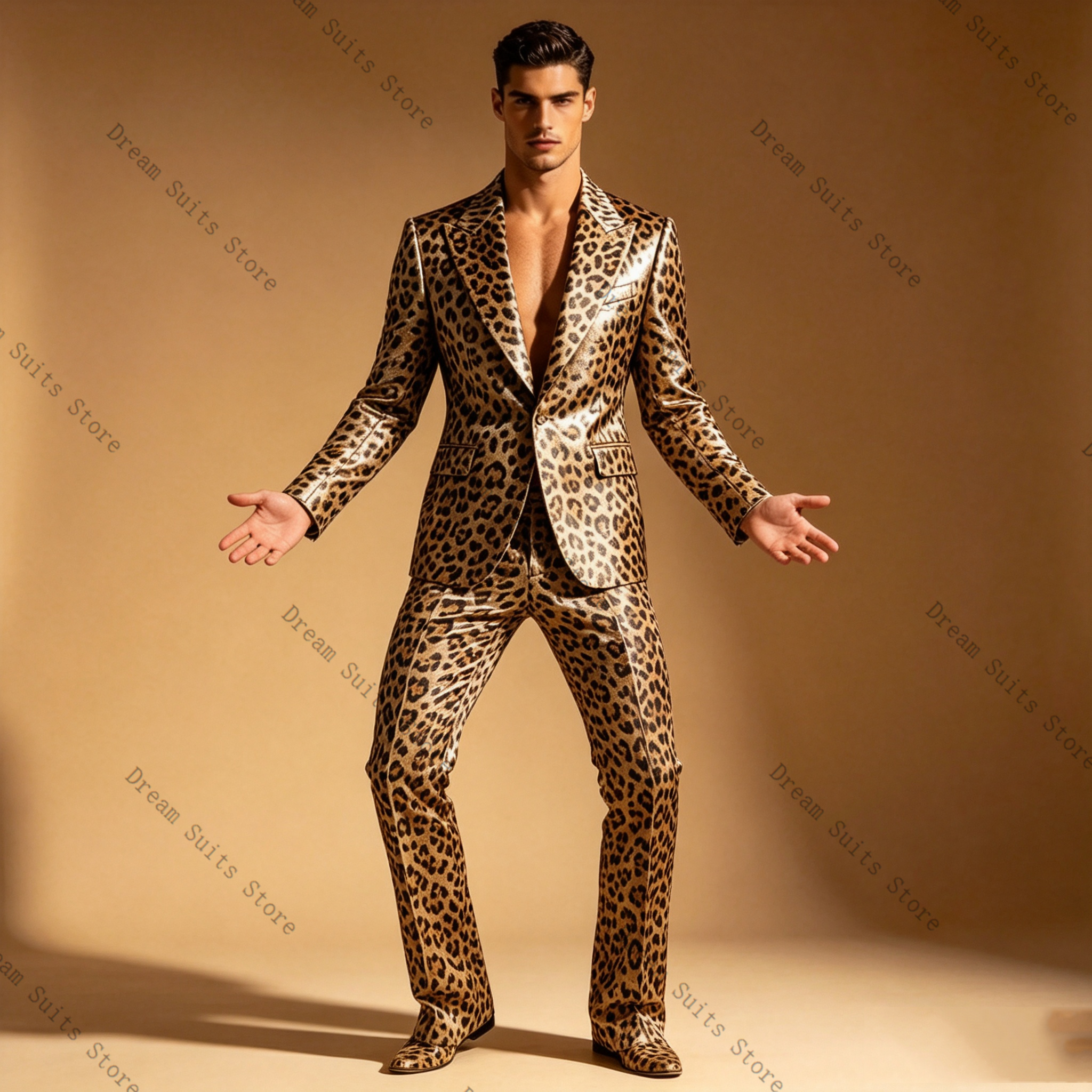 Leopard Print Men Suit Set 2 P - Men Formal Wear With Coat ulasan dan harga